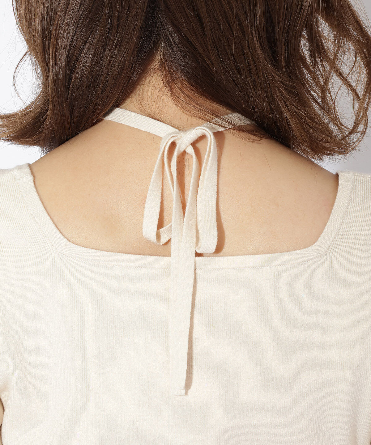 アンドクチュール「スクエアネックホルターリボンプルオーバー」|ニット・セーター|