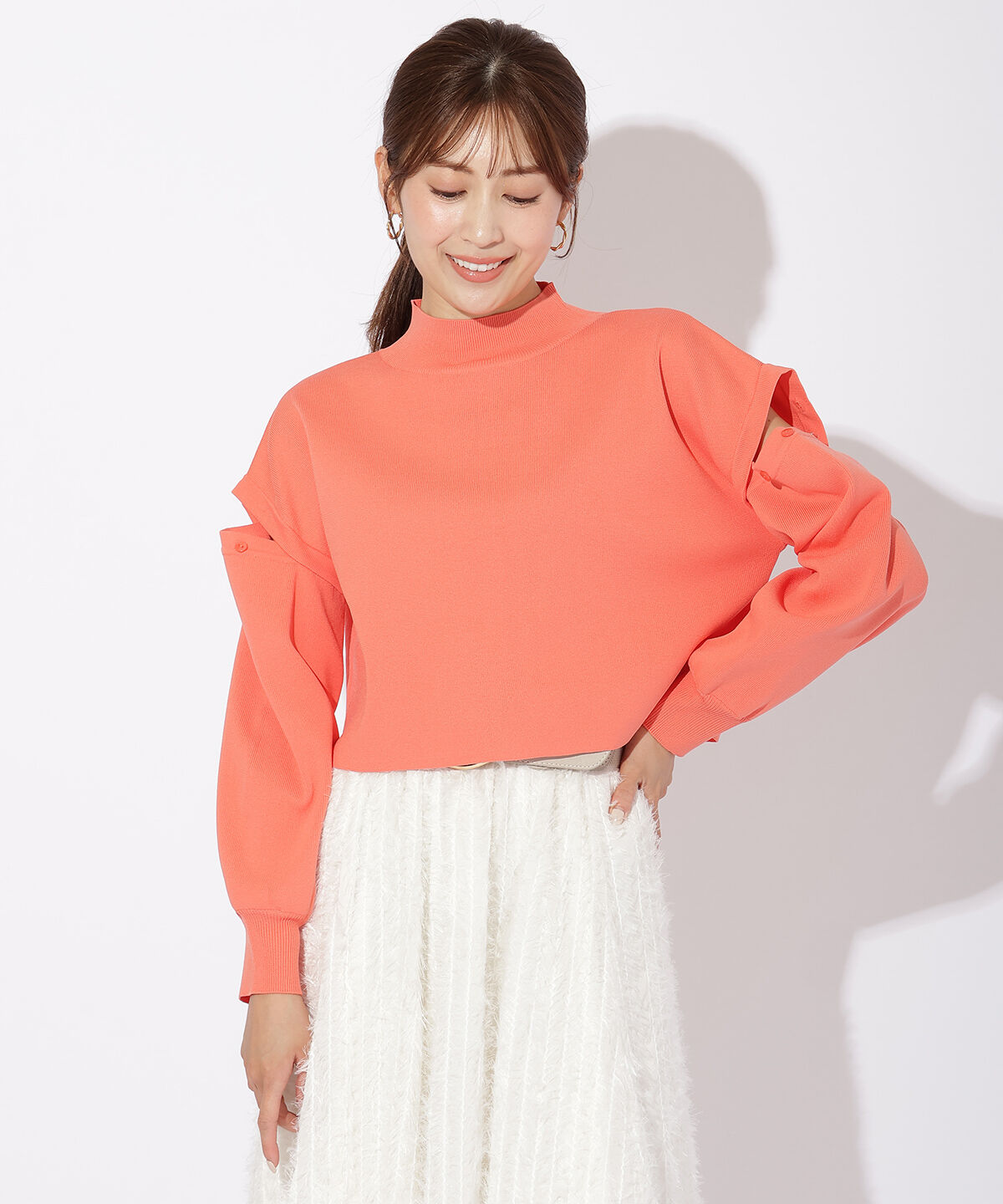 アンドクチュール「セパレートスリーブクロップドプルオーバー」|ニット・セーター|