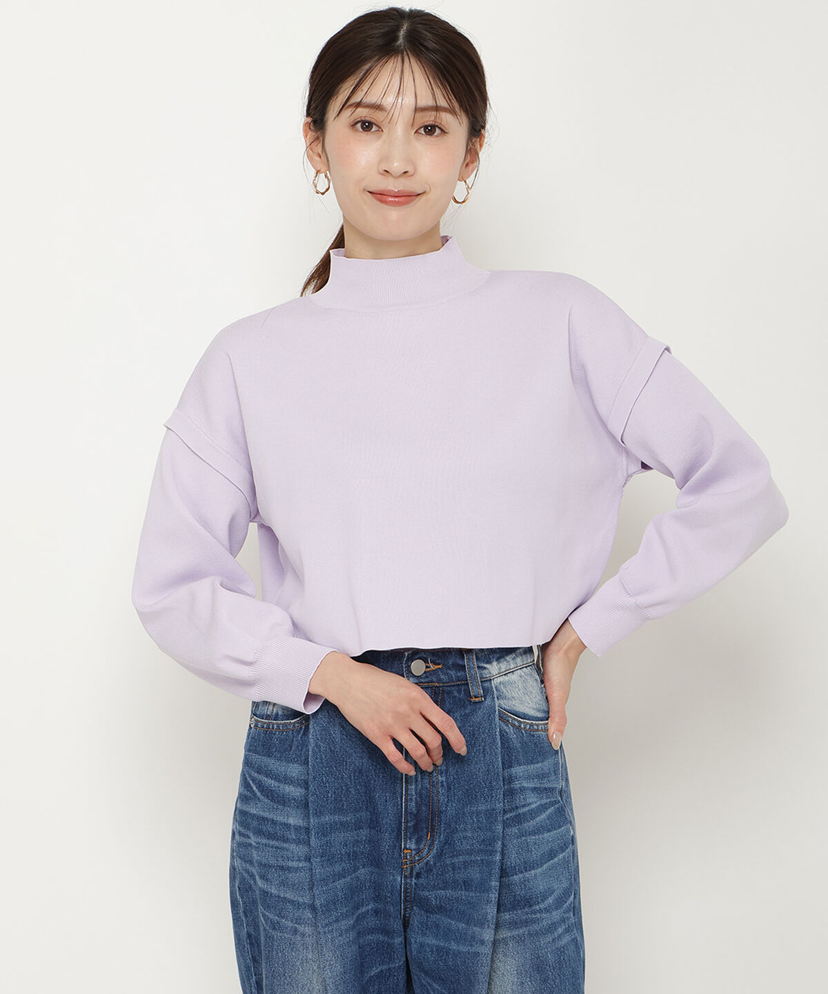 アンドクチュール「セパレートスリーブクロップドプルオーバー」|ニット・セーター|ラベンダー