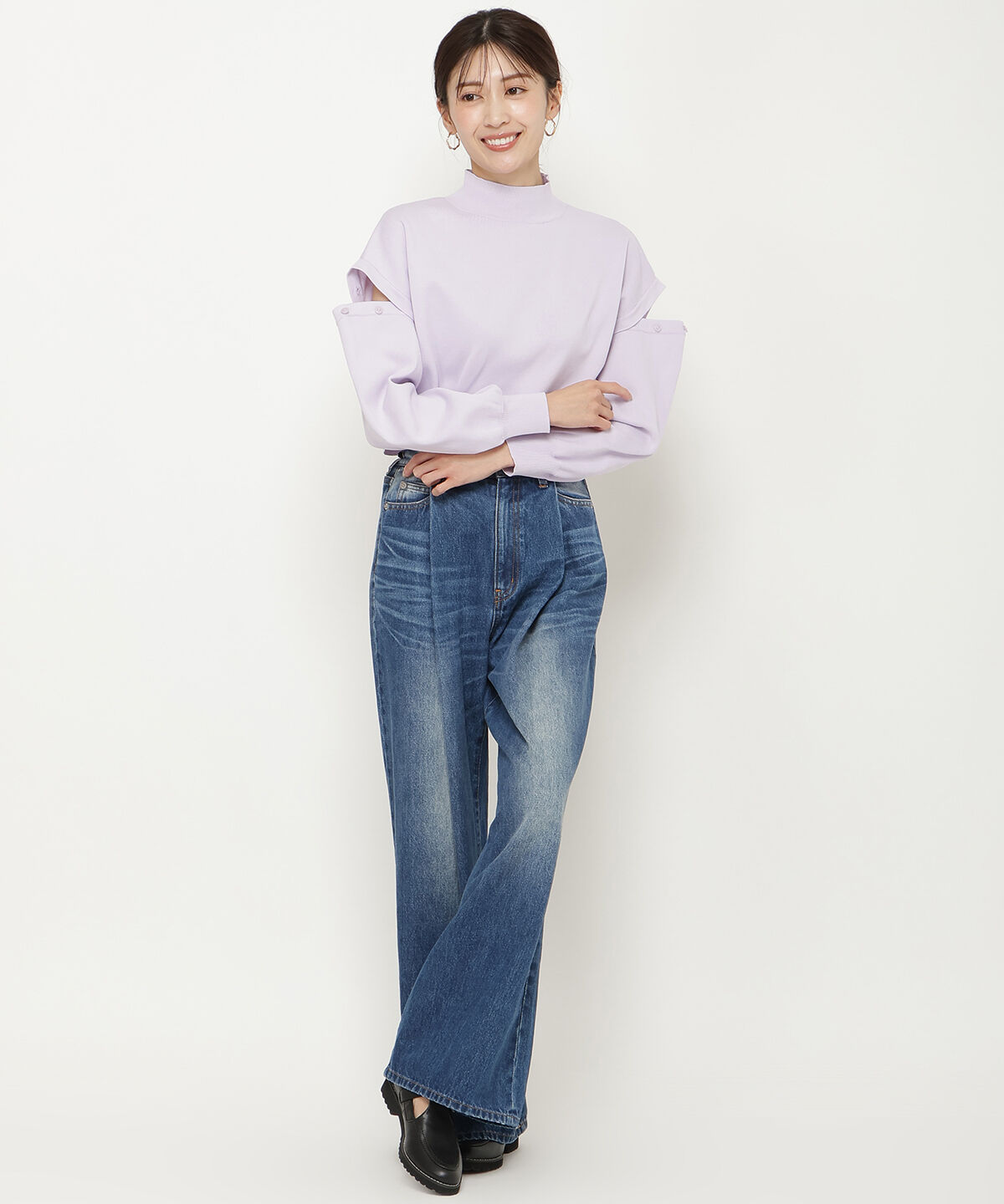 アンドクチュール「セパレートスリーブクロップドプルオーバー」|ニット・セーター|