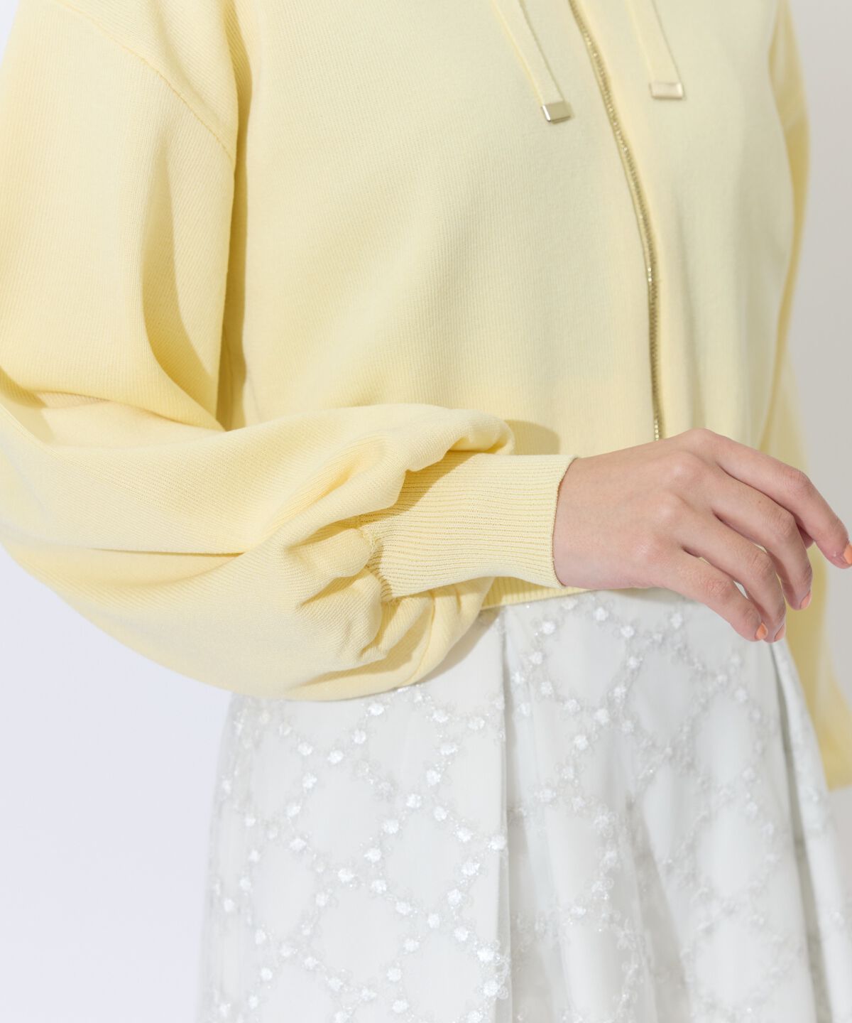 アンドクチュール「クロップドニットフーディー」|パーカー|