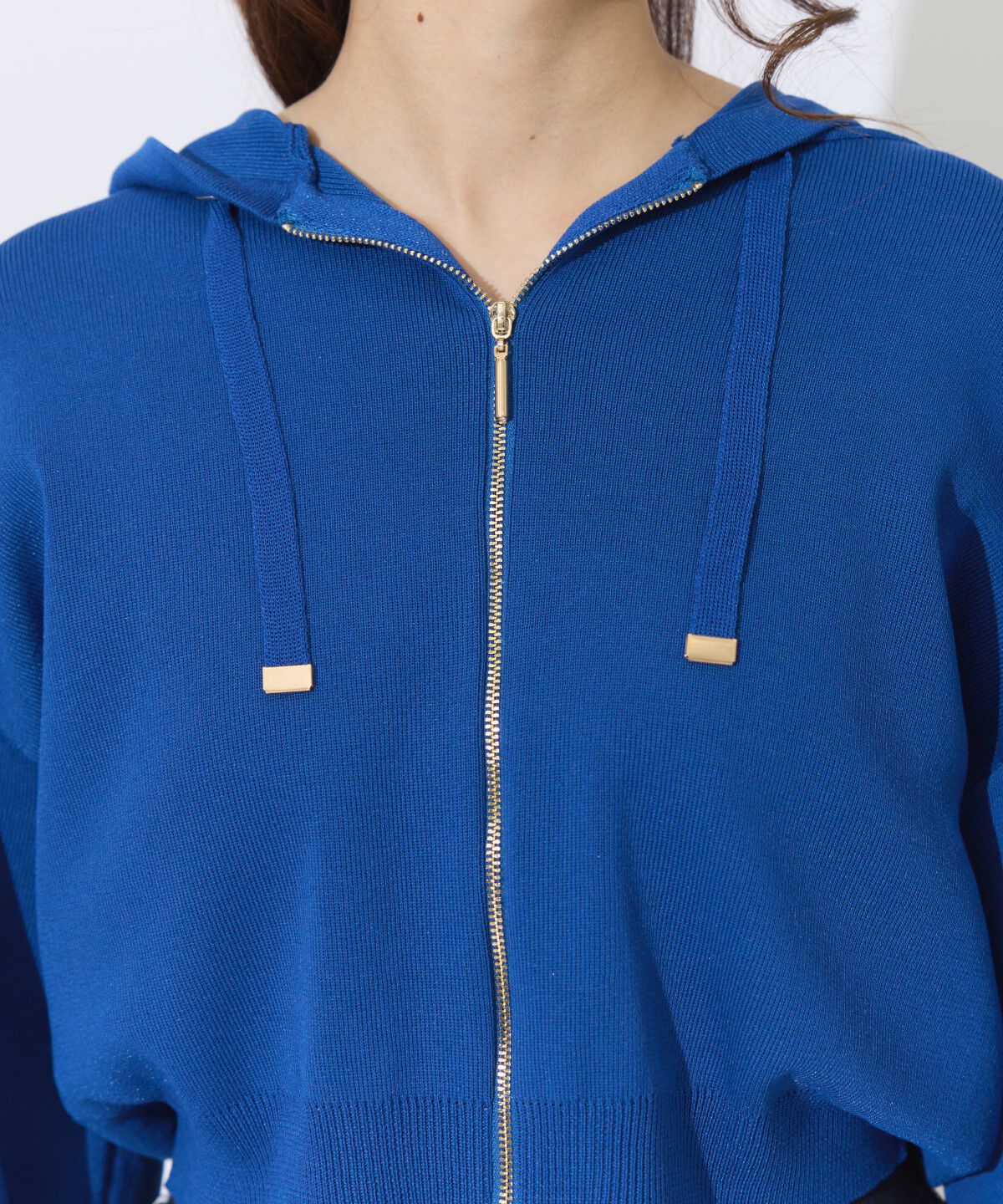 アンドクチュール「クロップドニットフーディー」|パーカー|