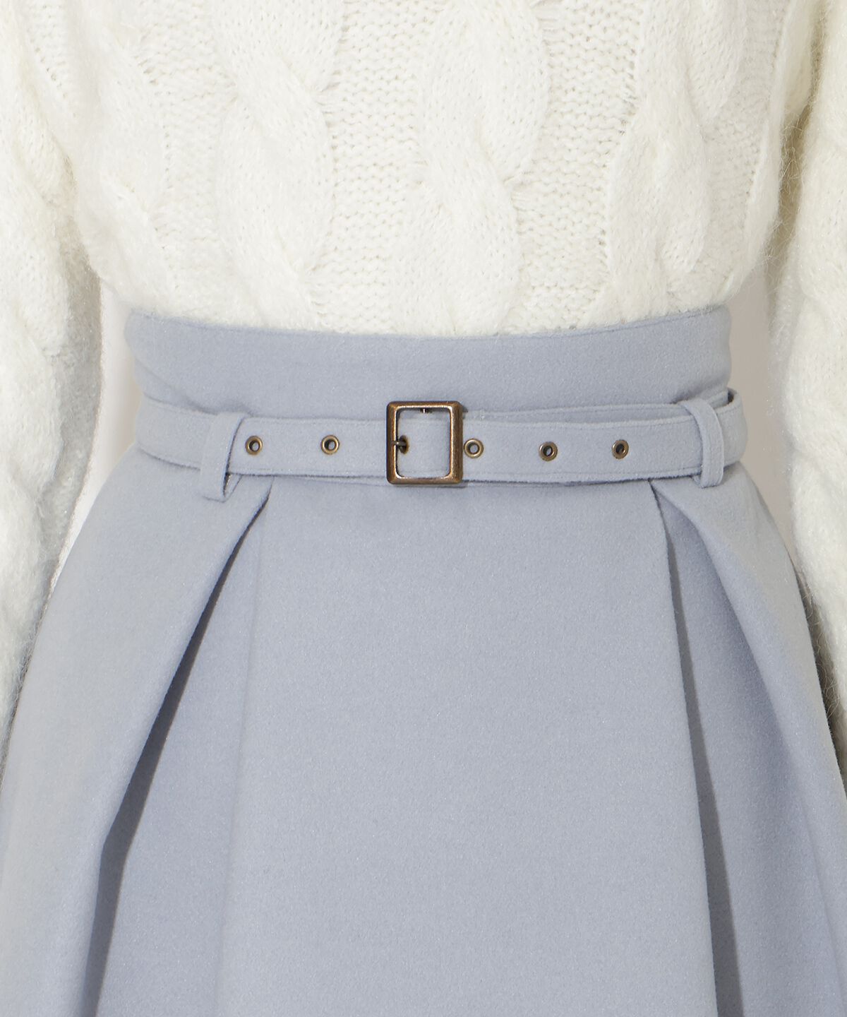 アンドクチュール「ベルト付きボックスミニスカート」|台形|