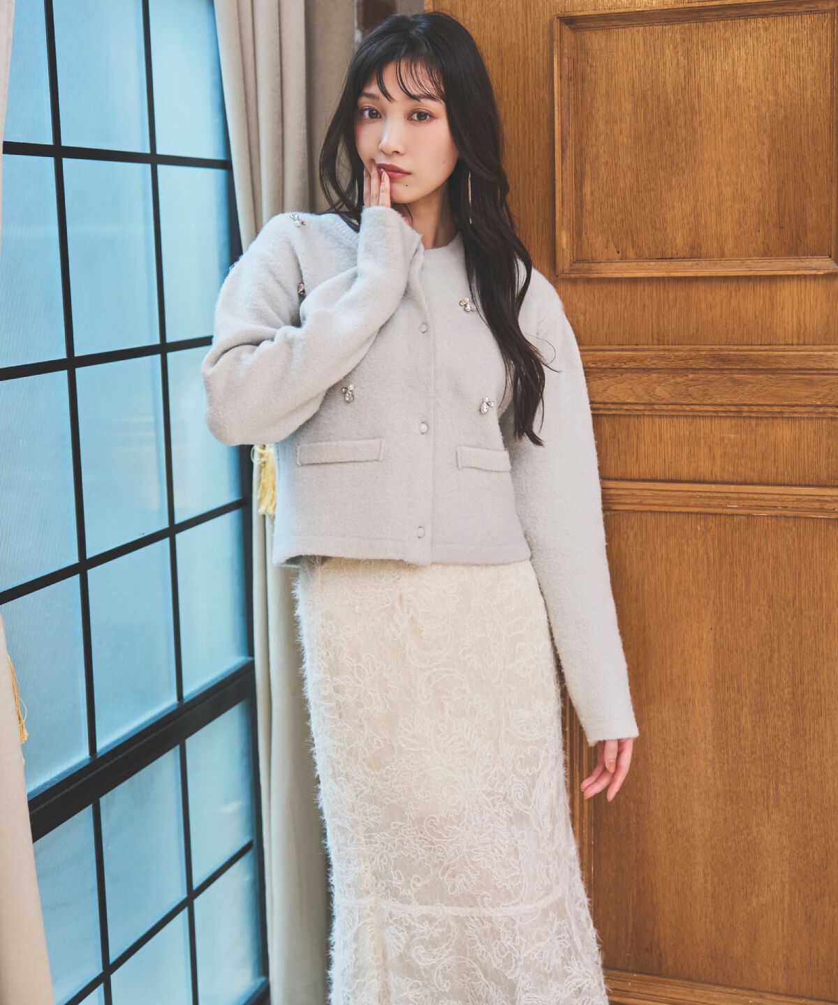 アンドクチュール「へアリーレースマーメイドスカート」|フレア|