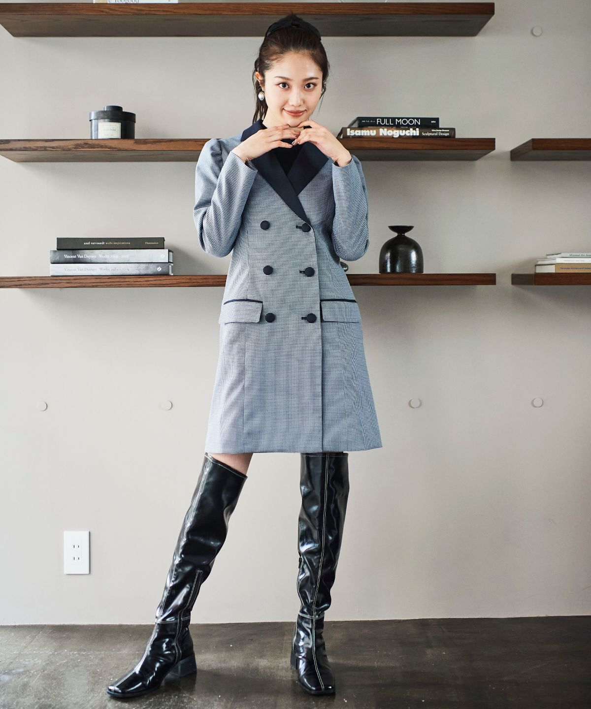 REDYAZEL「ジャケット風配色ミニワンピース」|ワンピース|ネイビー