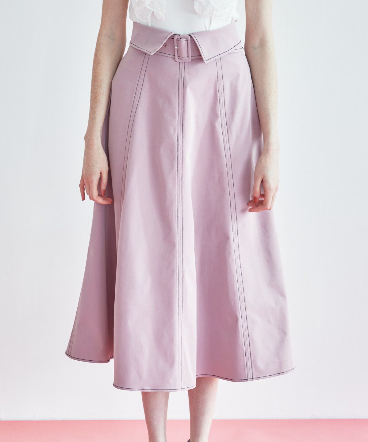 REDYAZEL「ステッチカラーフレアスカート」|フレア|