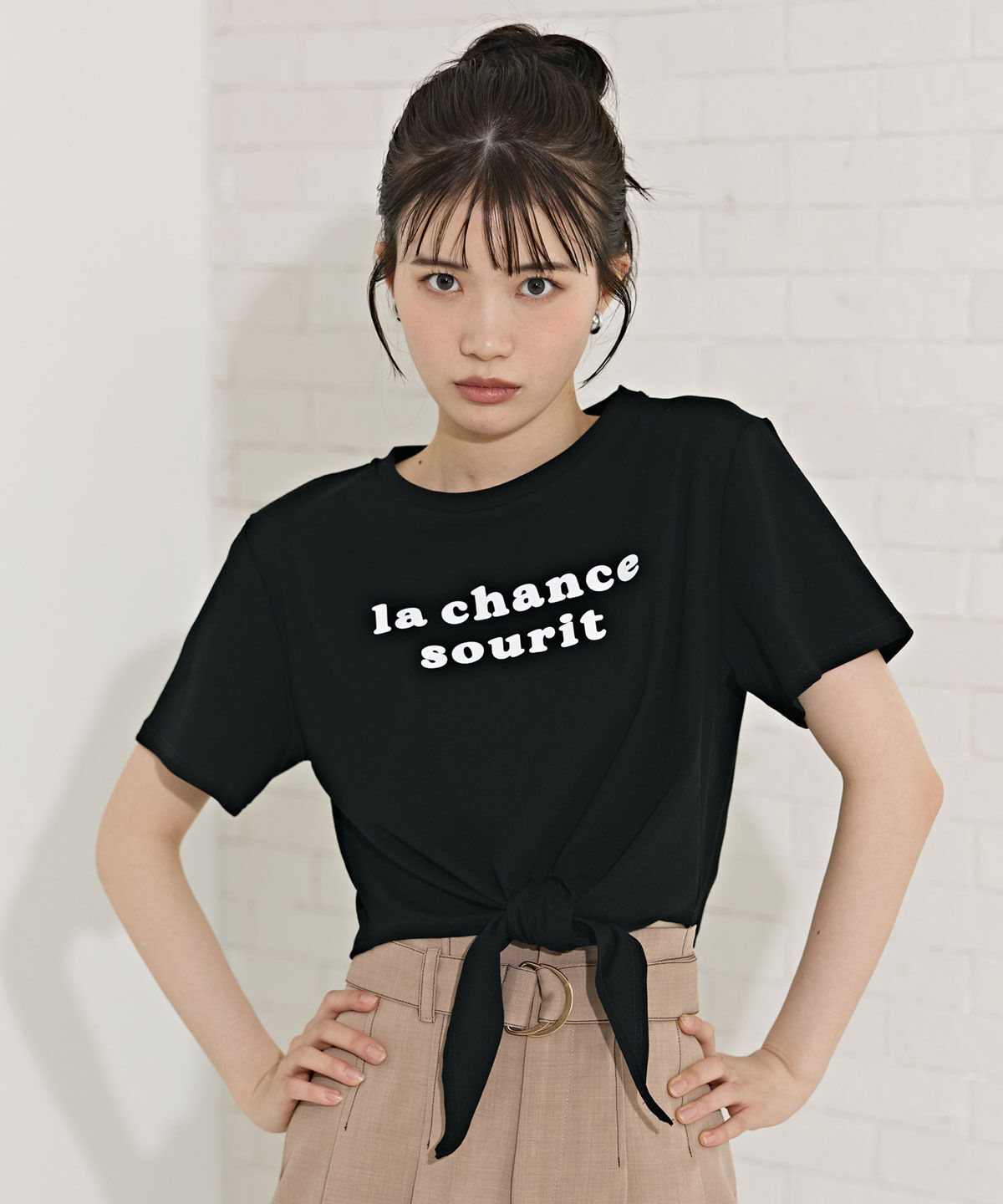 REDYAZEL「フロントリボンTシャツ」|Tシャツ・カットソー|ブラック