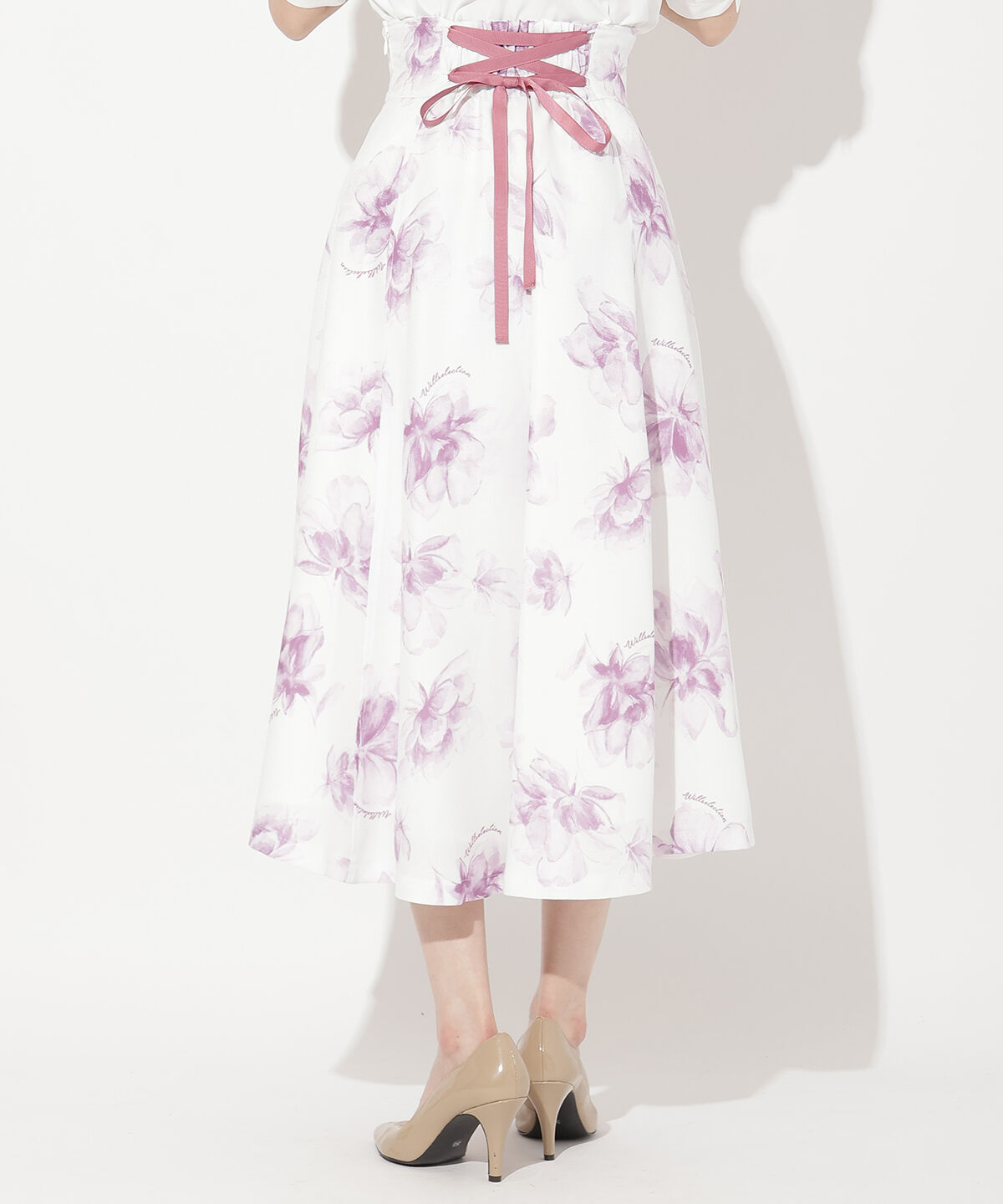 WILLSELECTION「水彩フラワープリントスカート」|フレア|