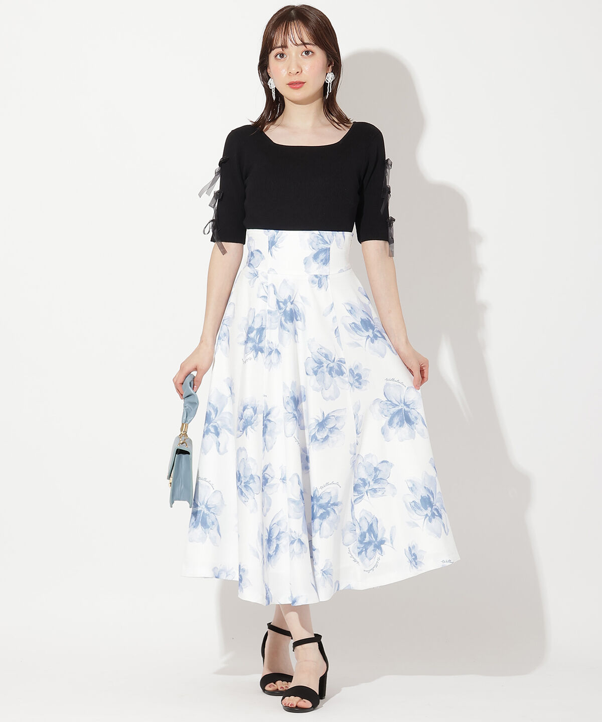 WILLSELECTION「水彩フラワープリントスカート」|フレア|