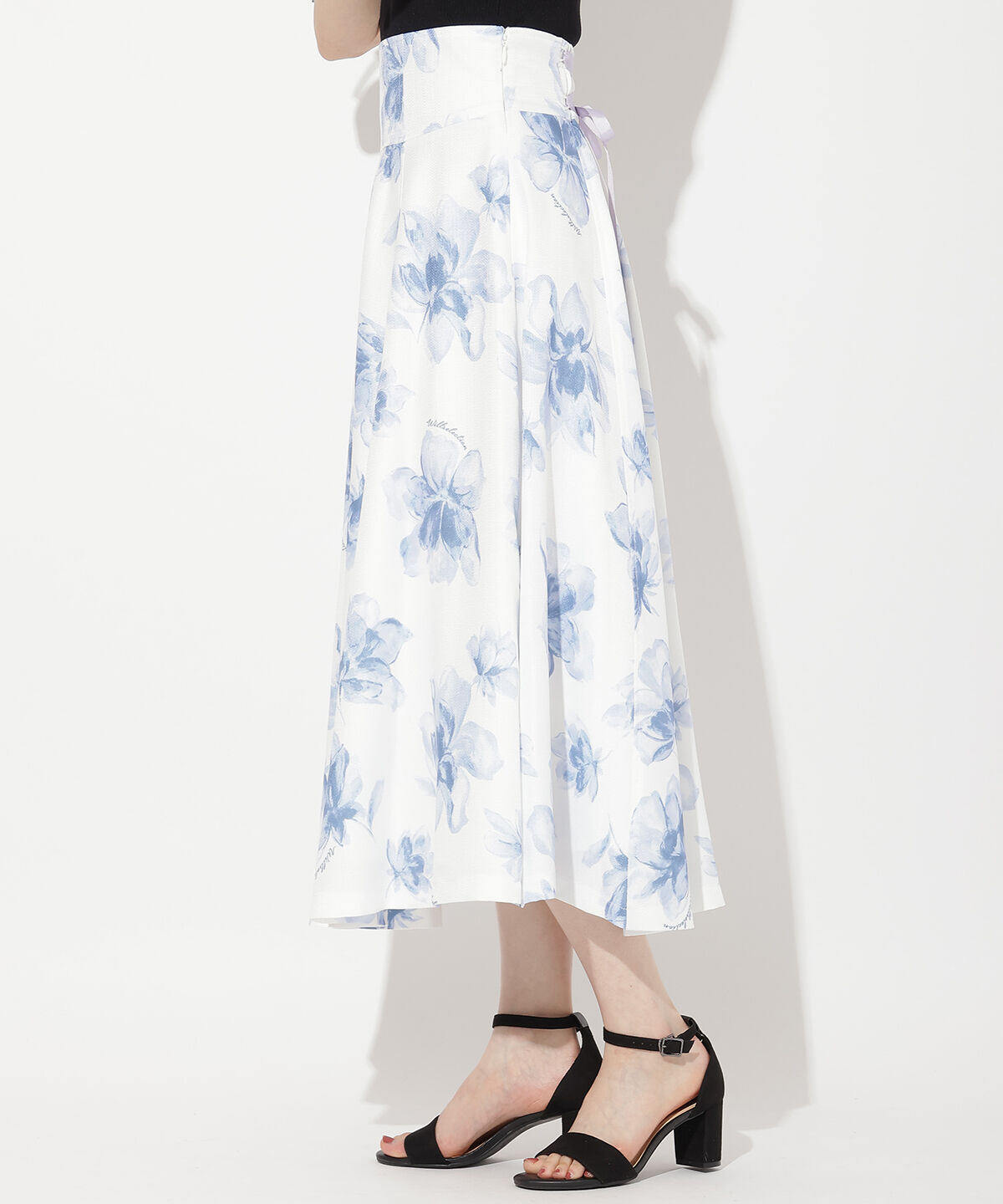 WILLSELECTION「水彩フラワープリントスカート」|フレア|