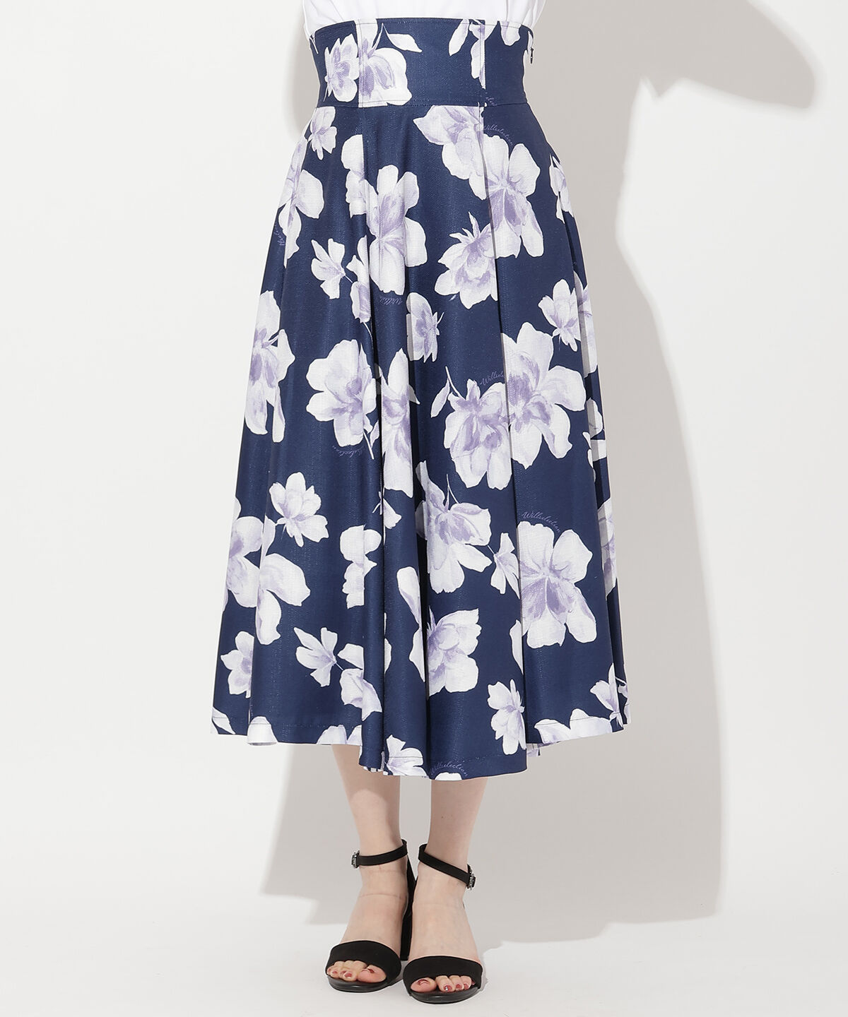 WILLSELECTION「水彩フラワープリントスカート」|フレア|