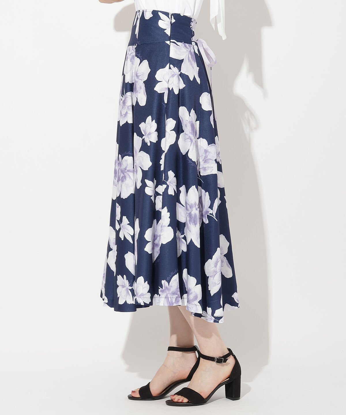 WILLSELECTION「水彩フラワープリントスカート」|フレア|