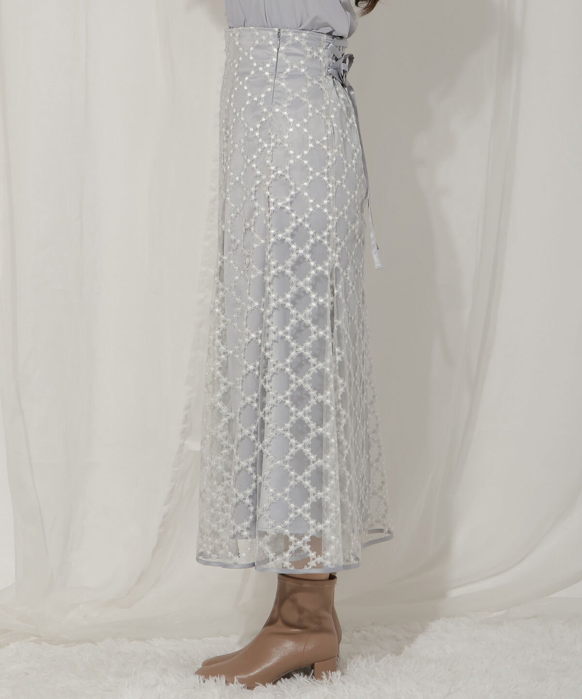 WILLSELECTION「エンブロイダリーチュールソフトマーメイドスカート」|フレア|