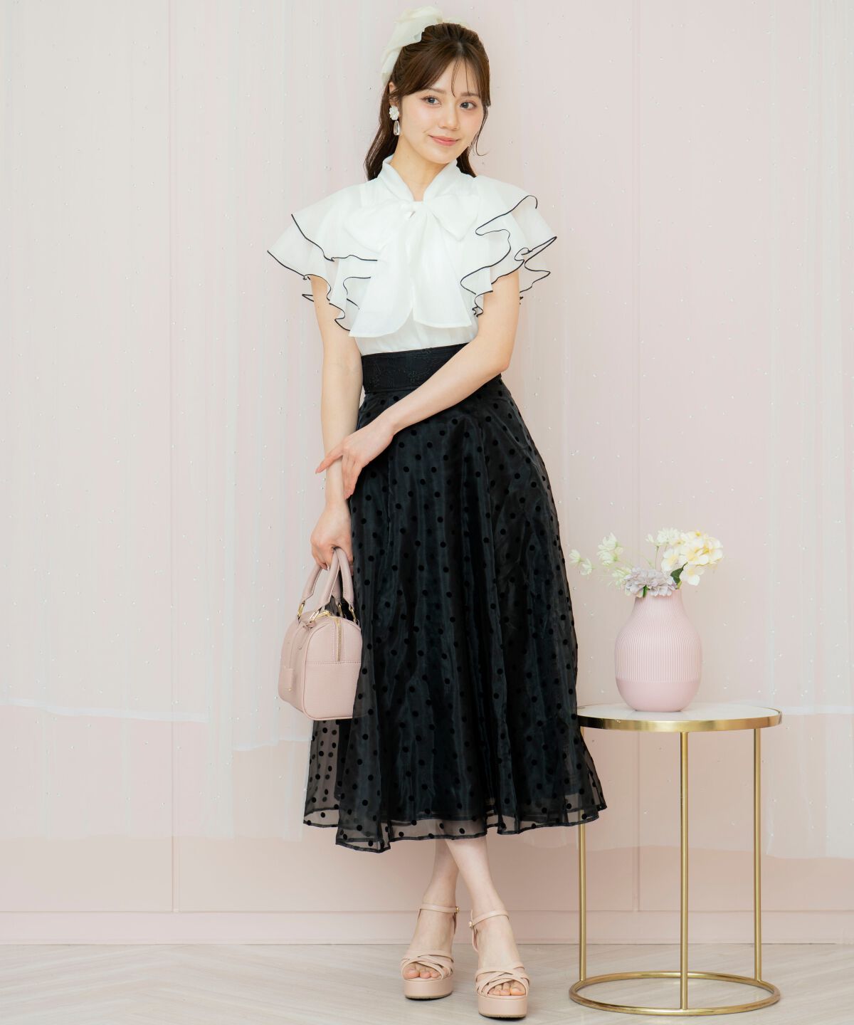 WILLSELECTION「ドット&times;レースレイヤードスカート」|フレア|