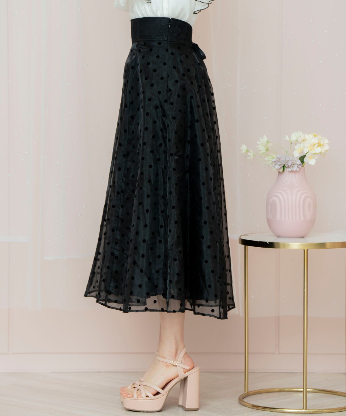 WILLSELECTION「ドット&times;レースレイヤードスカート」|フレア|