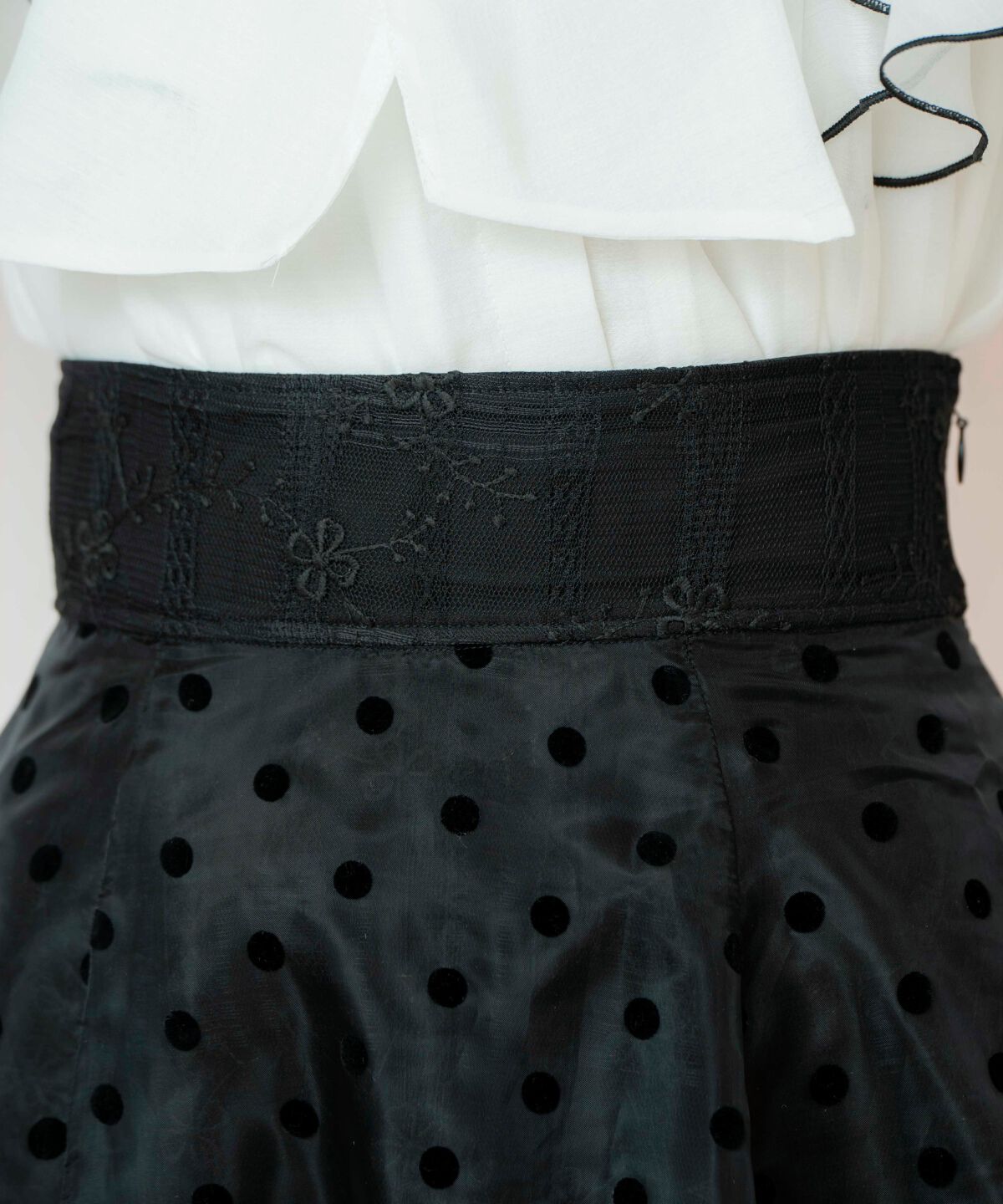 WILLSELECTION「ドット&times;レースレイヤードスカート」|フレア|