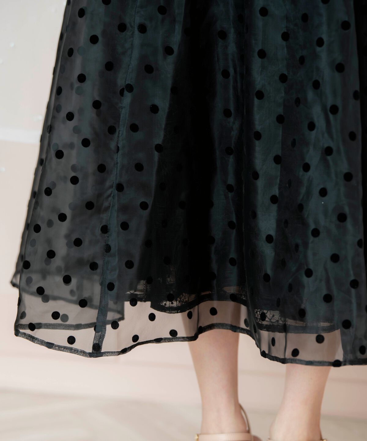 WILLSELECTION「ドット&times;レースレイヤードスカート」|フレア|
