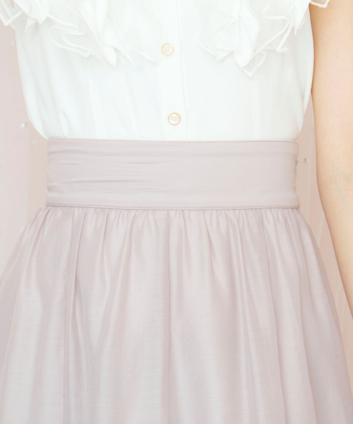 WILLSELECTION「ギャザー切替シアースカート」|フレア|