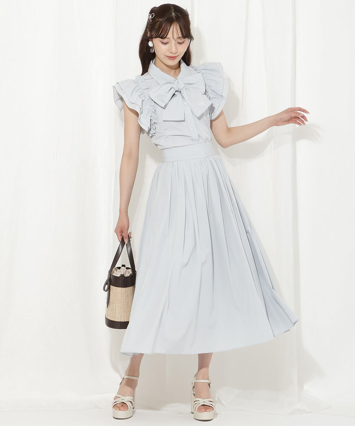 WILLSELECTION「刺繍入りボウタイストライプブラウス」|シャツ・ブラウス|