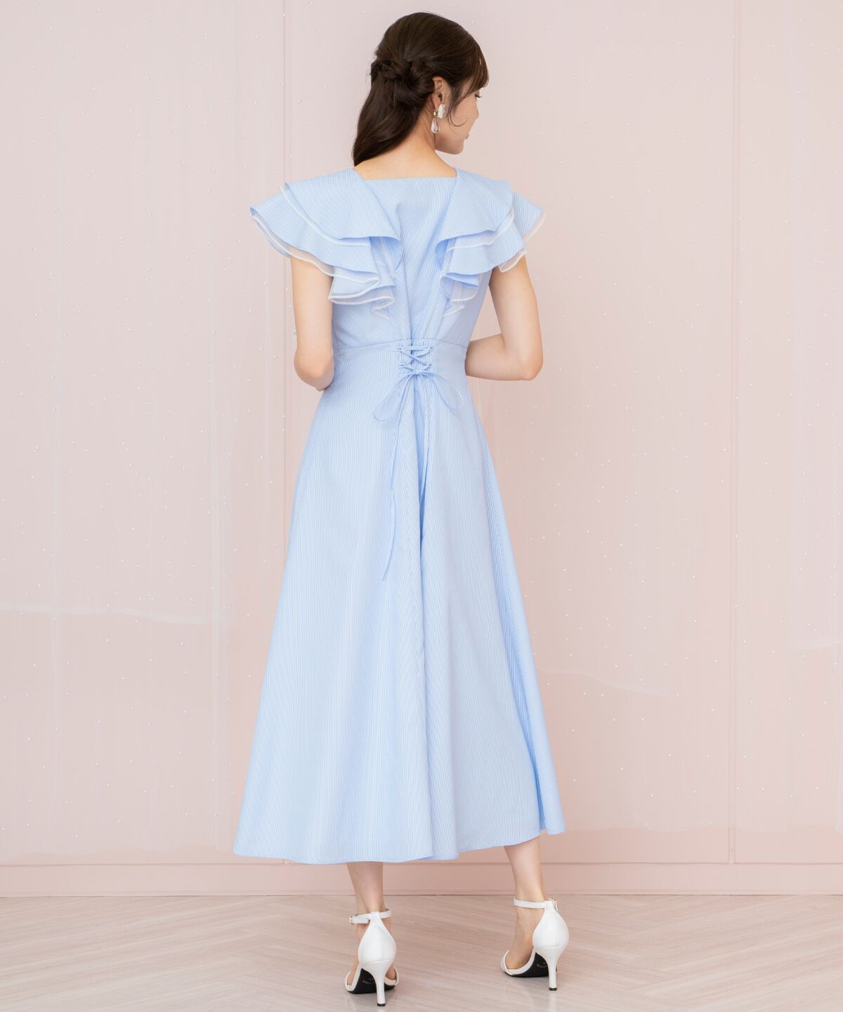 WILLSELECTION「チュールレイヤードフリルストライプワンピース」|ワンピース|