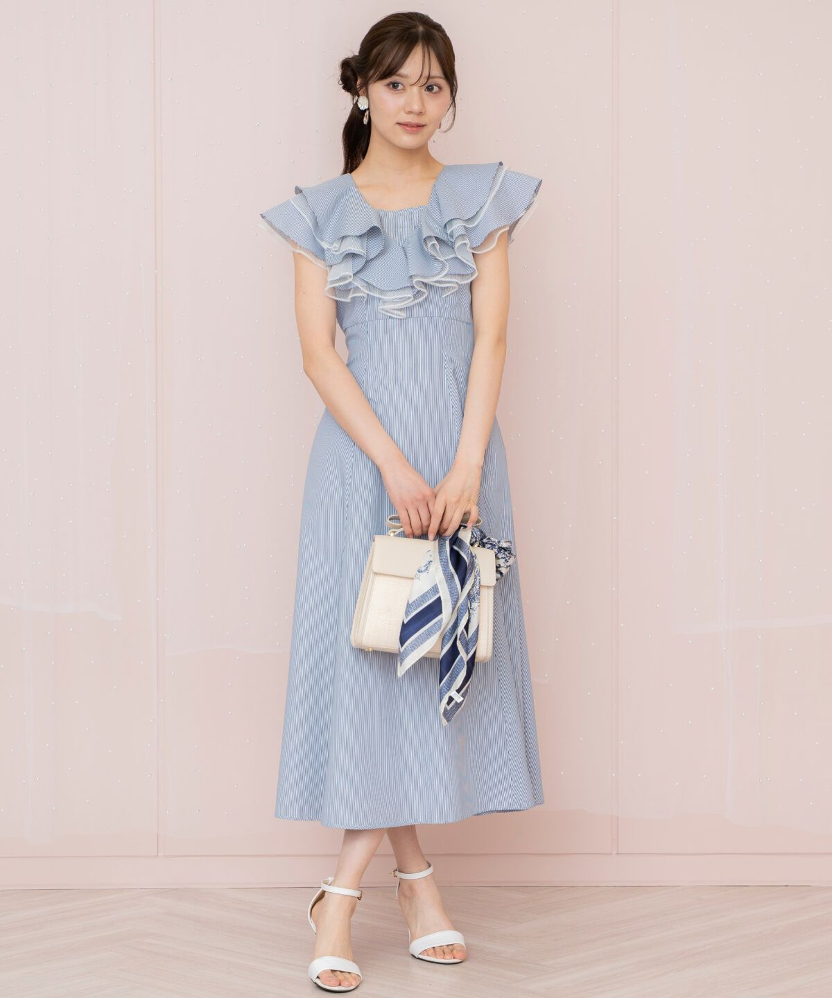 WILLSELECTION「チュールレイヤードフリルストライプワンピース」|ワンピース|