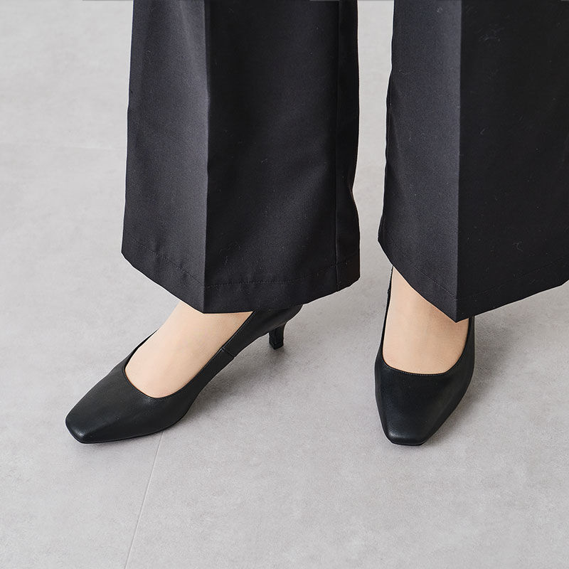 ORiental TRaffic「【本革/通勤/リクルート】スクエアトゥブラックパンプス/R-3103」|パンプス|BLACK (E)