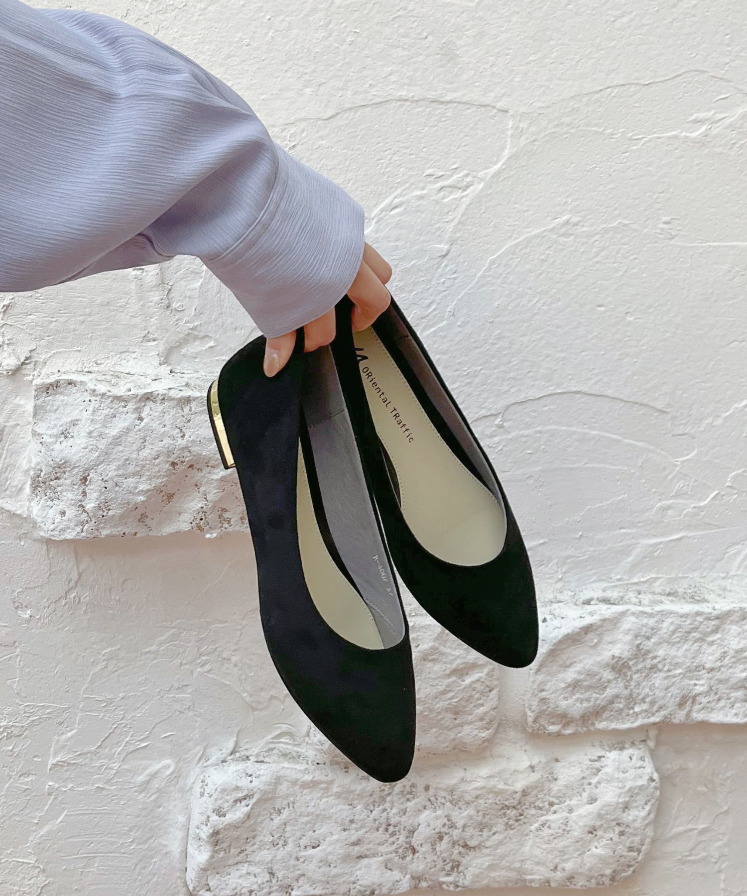 ORiental TRaffic「【WEB限定 / 累計15万足突破】ポインテッドトゥ フラット パンプス /R-4007 通勤靴 厚手クッション」|パンプス|