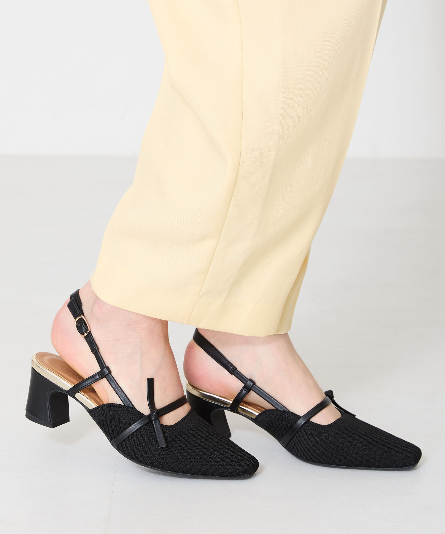 ORiental TRaffic「●2025春夏新作●リブニット細ストラップパンプス/51114 人気 トレンド 売れてる パンプス ニット」|パンプス|