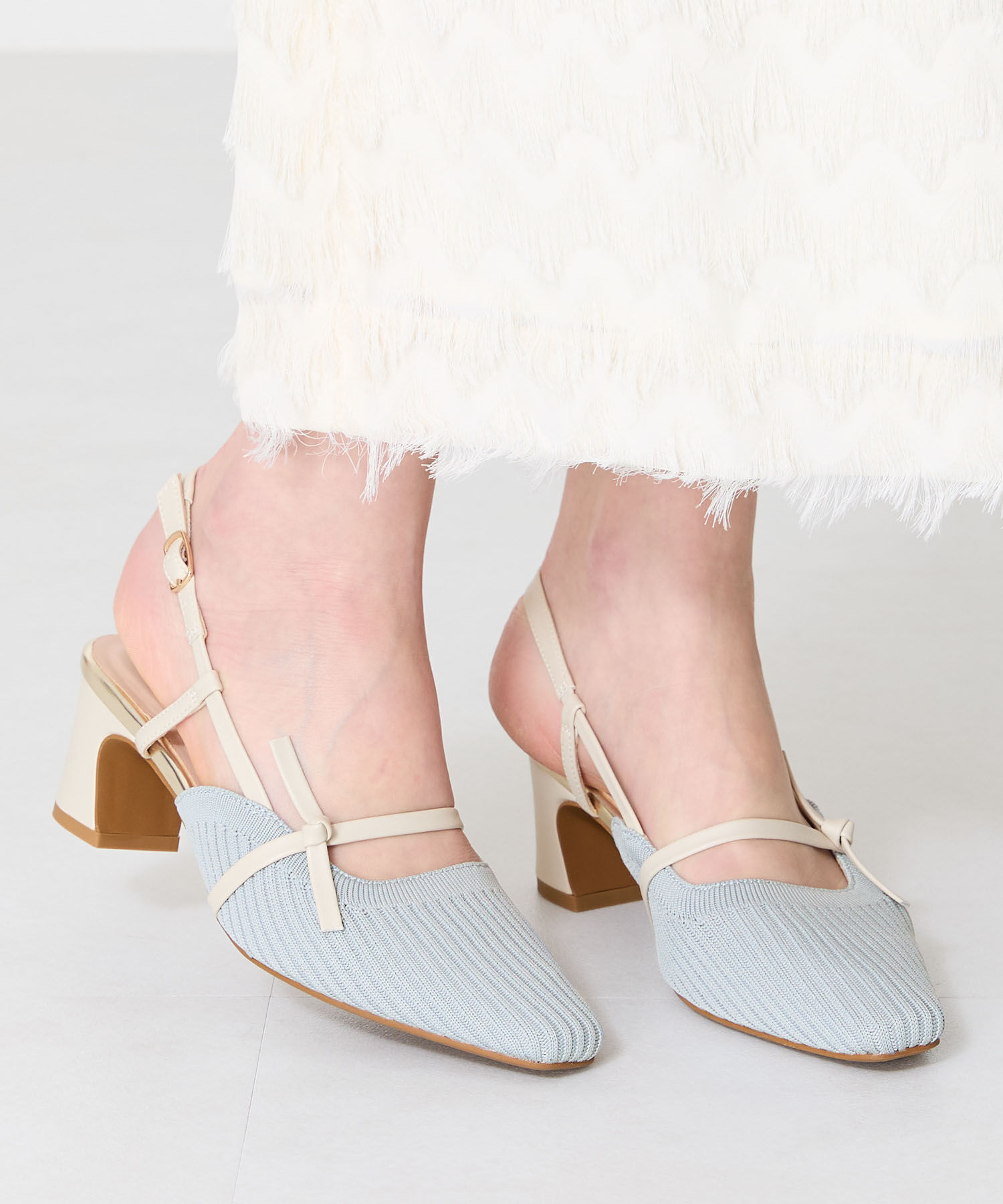 ORiental TRaffic「●2025春夏新作●リブニット細ストラップパンプス/51114 人気 トレンド 売れてる パンプス ニット」|パンプス|