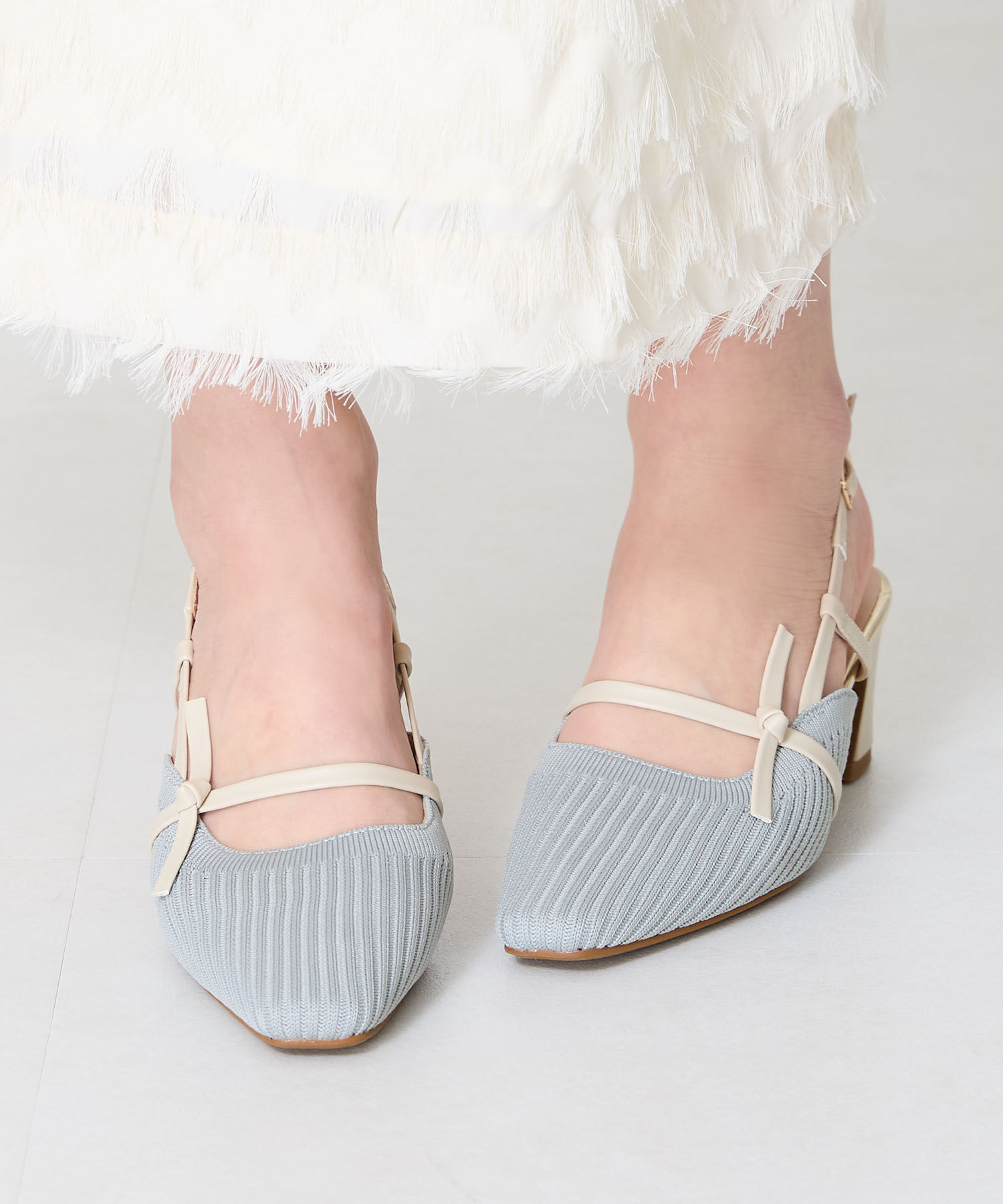 ORiental TRaffic「●2025春夏新作●リブニット細ストラップパンプス/51114 人気 トレンド 売れてる パンプス ニット」|パンプス|