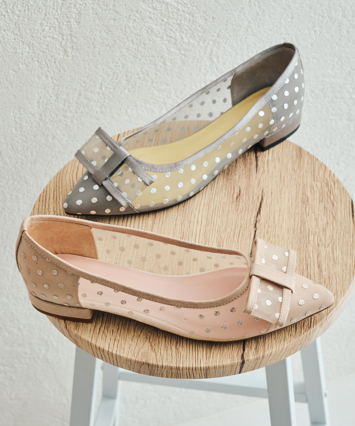 ORiental TRaffic「●2025春夏新作●ドットチュールリボンフラットパンプス/51123 トレンド 人気 フラット フェミニン」|パンプス|GREY