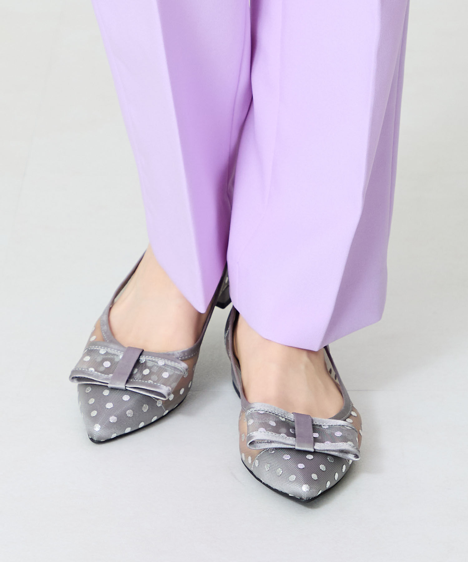 ORiental TRaffic「●2025春夏新作●ドットチュールリボンフラットパンプス/51123 トレンド 人気 フラット フェミニン」|パンプス|