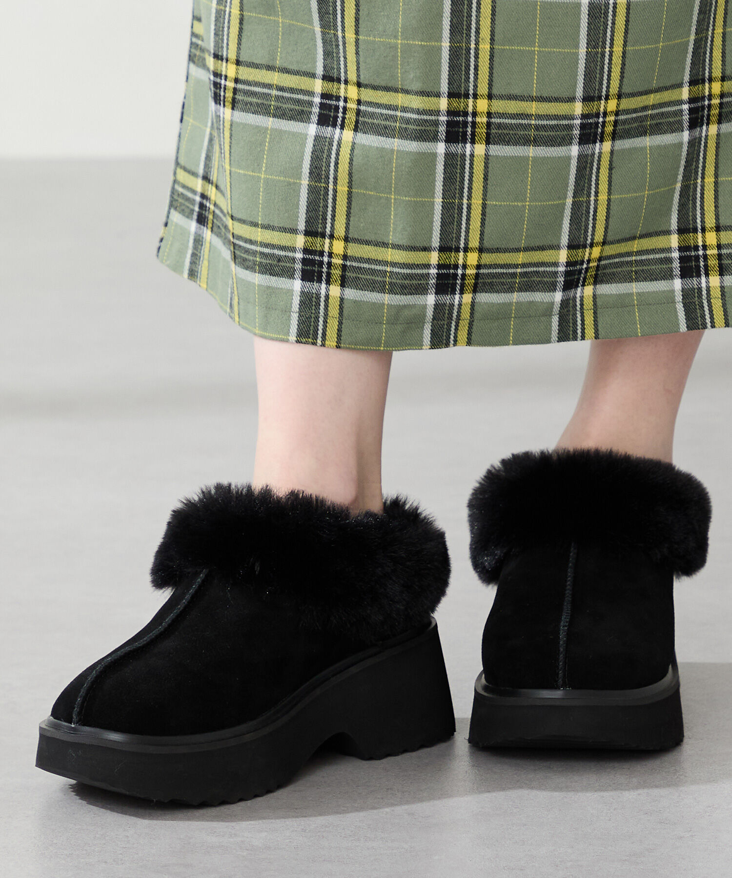 ORiental TRaffic「●2025秋冬新作●【 厚底 ・ 美脚 】 ムートン サボ /51325 ファー レオパード 防寒 」|サンダル|