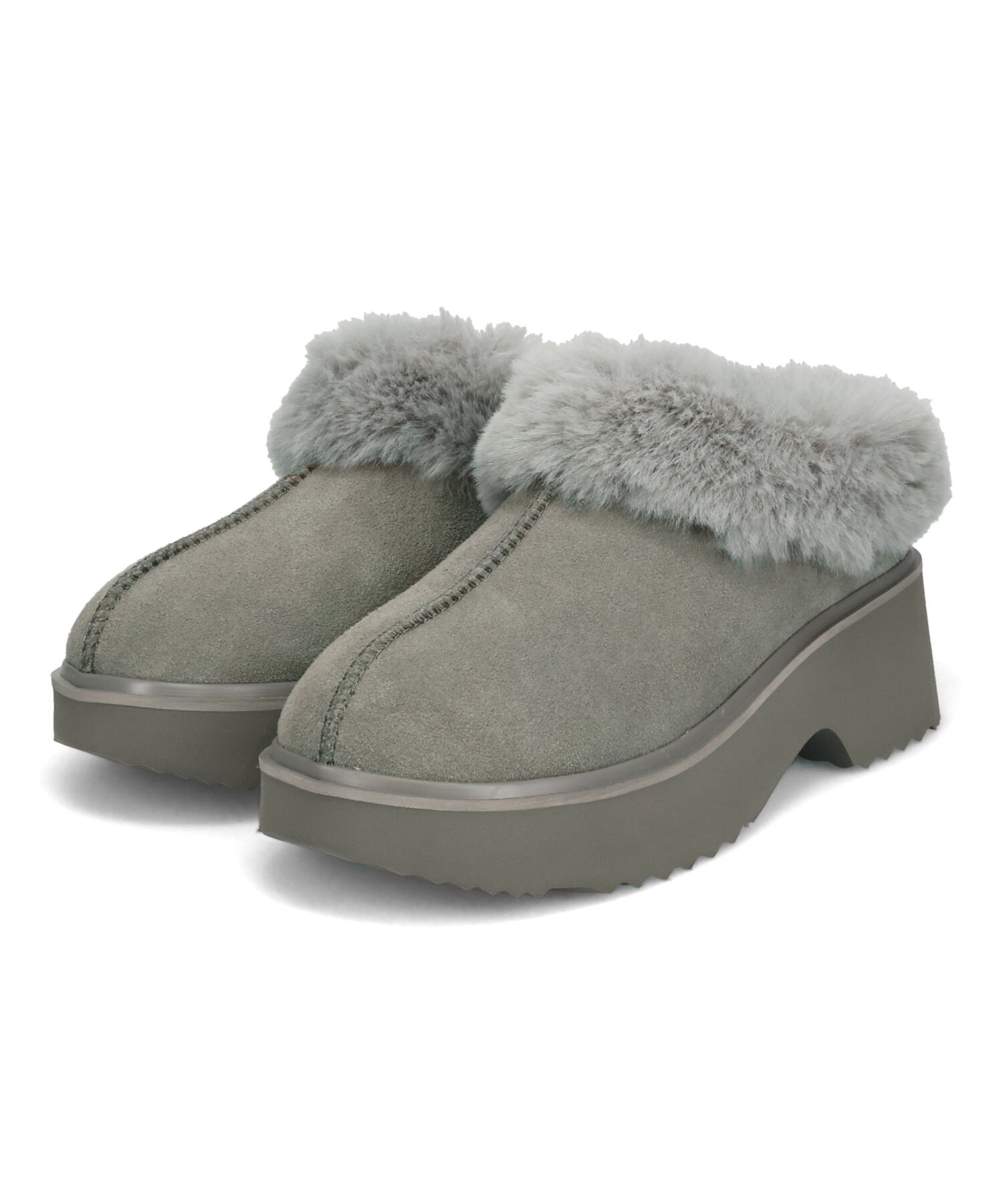 ORiental TRaffic「●2025秋冬新作●【 厚底 ・ 美脚 】 ムートン サボ /51325 ファー レオパード 防寒 」|サンダル|