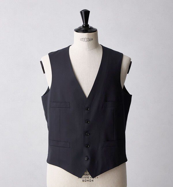 UNITED ARROWS「タスマニア ウール ギャバジン 5ボタン ベスト」|スーツ|NAVY