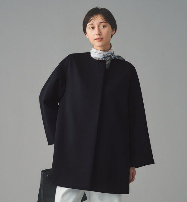 UNITED ARROWS「SPONGY Aライン ミドルコート」|ノーカラーコート|