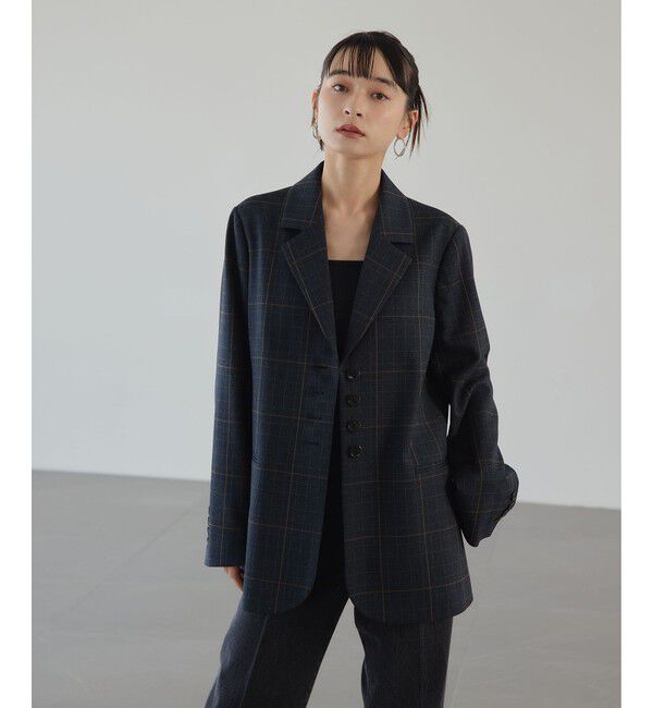 EMMEL REFINES「＜EMMEL REFINES＞EM グレンチェック テーラード ジャケット」|テーラードジャケット|DK.GRAY