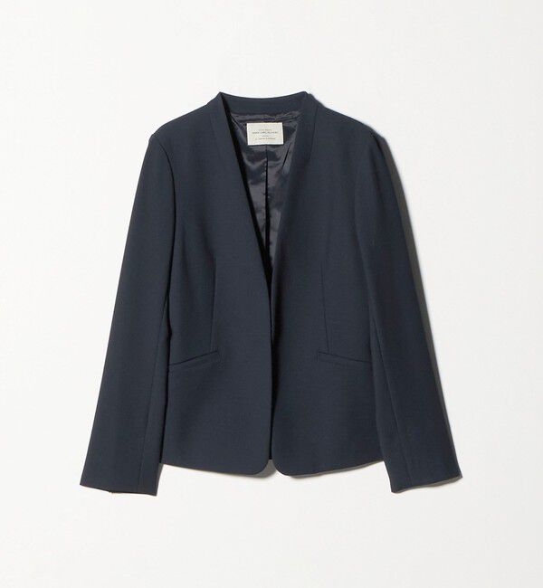 UNITED ARROWS green label relaxing「ダブルクロス ノーラペル ジャケット ウォッシャブル ストレッチ」|ノーカラージャケット|