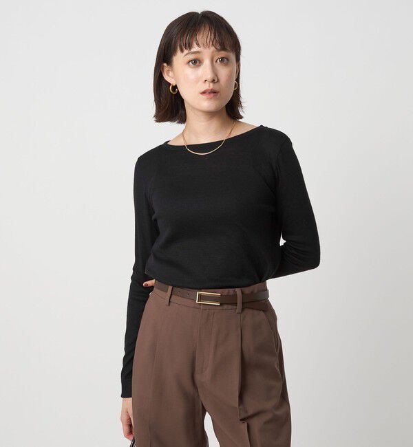 UNITED ARROWS green label relaxing「ウール フライス クルーネック カットソー  ウォッシャブル」|Tシャツ・カットソー|BLACK