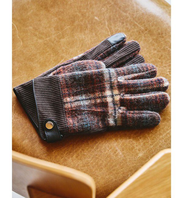 UNITED ARROWS green label relaxing「コーデュロイ チェック グローブ 手袋 -スマートフォン対応-」|手袋|