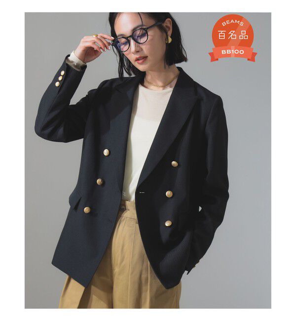 Demi-Luxe BEAMS 「ドライギャバジン ６ボタン ダブルジャケット」|ダッフルコート|BLACK