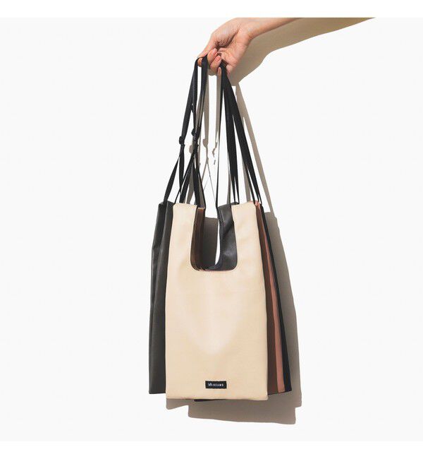 BEAMS「フェイクレザー ショッパー」|ポーチ|CREAM