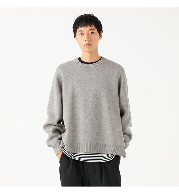 BEAMS「ワイドショートフィット 12ゲージ スリットニット」|ニット・セーター|
