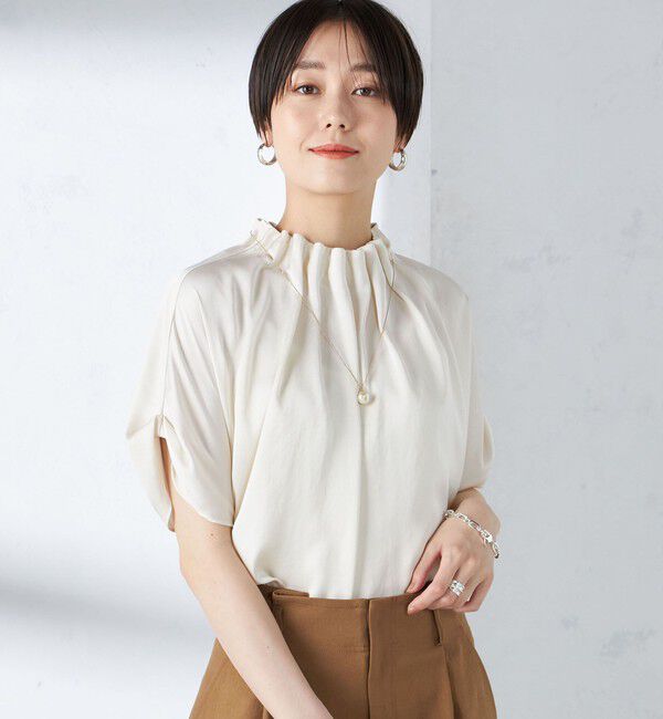 SHIPS for women「〈手洗い可能〉ネック ギャザー ソリッド ブラウス 」|シャツ・ブラウス|