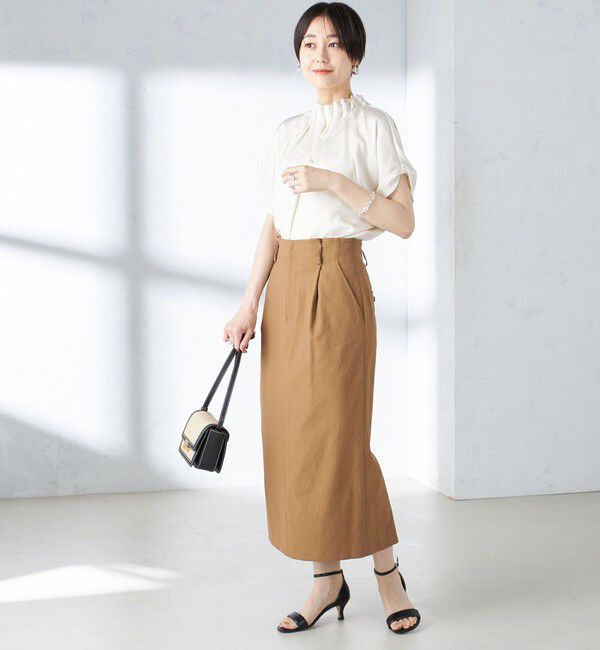 SHIPS for women「〈手洗い可能〉ネック ギャザー ソリッド ブラウス 」|シャツ・ブラウス|