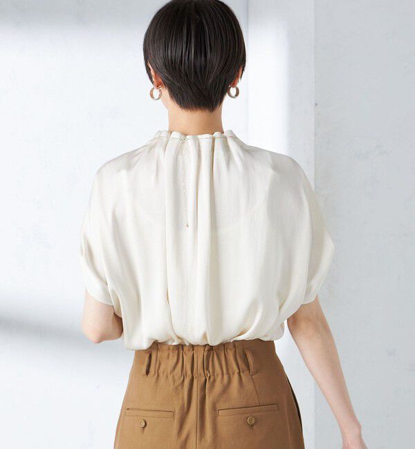 SHIPS for women「〈手洗い可能〉ネック ギャザー ソリッド ブラウス 」|シャツ・ブラウス|