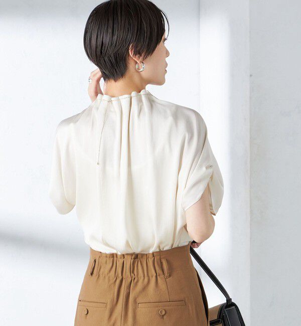 SHIPS for women「〈手洗い可能〉ネック ギャザー ソリッド ブラウス 」|シャツ・ブラウス|