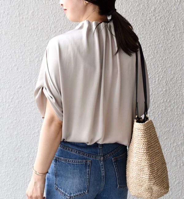 SHIPS for women「〈手洗い可能〉ネック ギャザー ソリッド ブラウス 」|シャツ・ブラウス|
