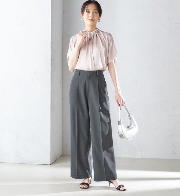 SHIPS for women「〈手洗い可能〉ネック ギャザー ソリッド ブラウス 」|シャツ・ブラウス|