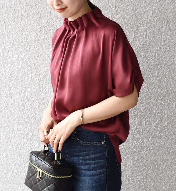 SHIPS for women「〈手洗い可能〉ネック ギャザー ソリッド ブラウス 」|シャツ・ブラウス|